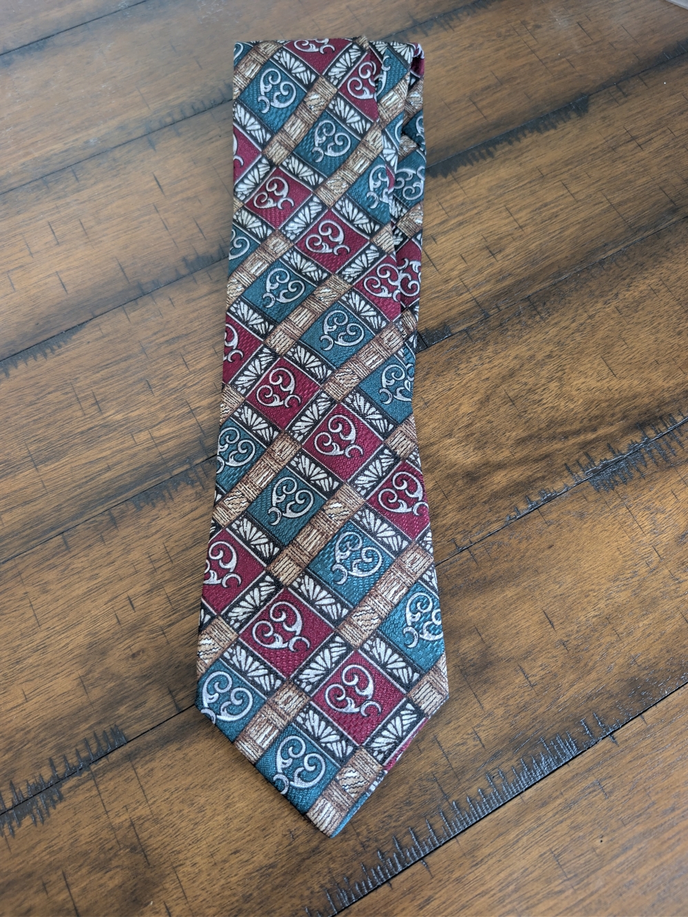 Towncraft Teal and Burgundy Diamond Pattern Tie
